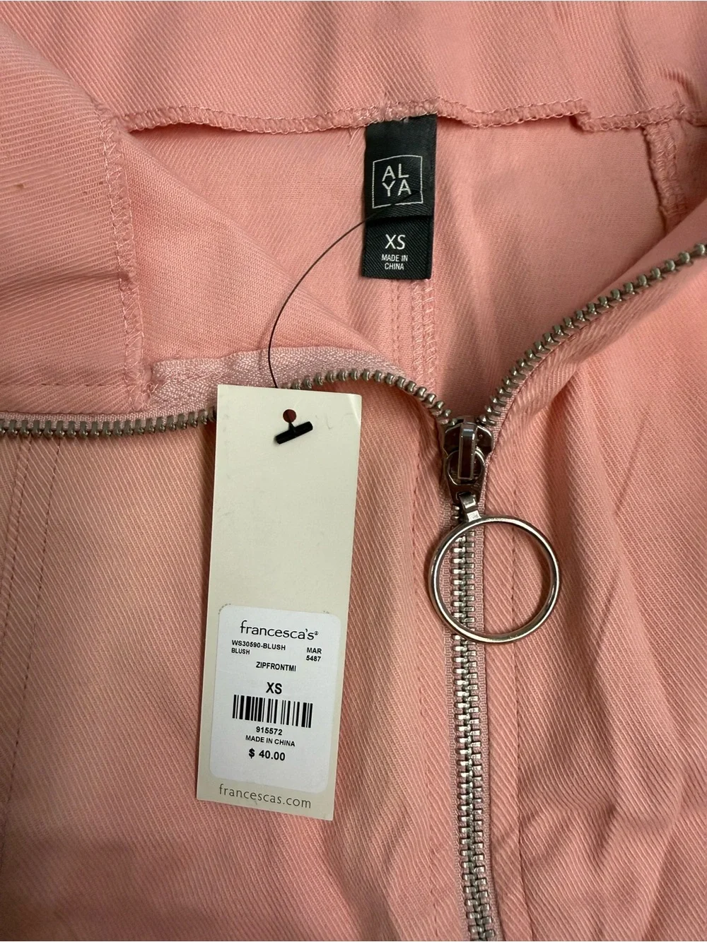 Alya Pink Zip-Front Mini Skirt with Ring Pull